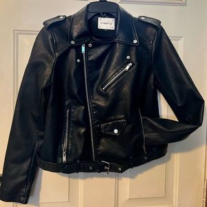 Ly Varey Lin Faux leather slim short motorcycle jacket